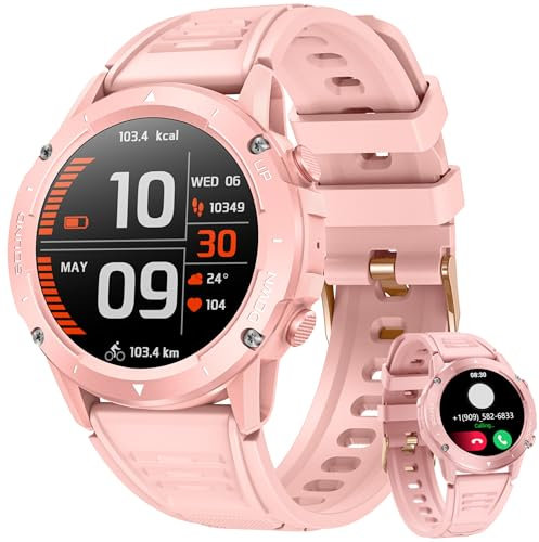 Montre Connectée Homme Sport Smartwatch: 1.42 Ronde Militaire Smart Watch avec Appels Bluetooth Lecteur de Fréquence Cardiaque SpO2 Tensiomètre Sommeil Podomètre IP68 Fitness Tracker pour iOS Android