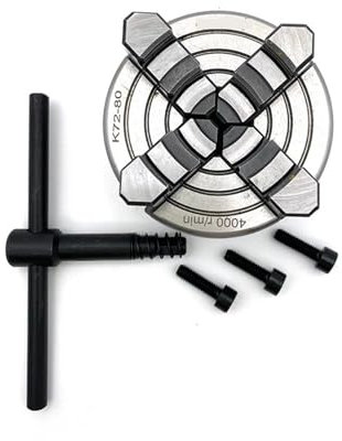 OURNXI Portabrocas de Torno Portabrocas de 4 mordazas de 80 mm, Portabrocas de Torno K72-80 Mini portabrocas de Torno Independiente de 4 mordazas for Mini Torno