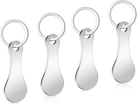 MOYWYCNO 4 Pcs Trolley Token,Stainless Steel Trolley Coin Removable Trolley Key for Releasing Supermarket Trolleys Shopping Trolley Token