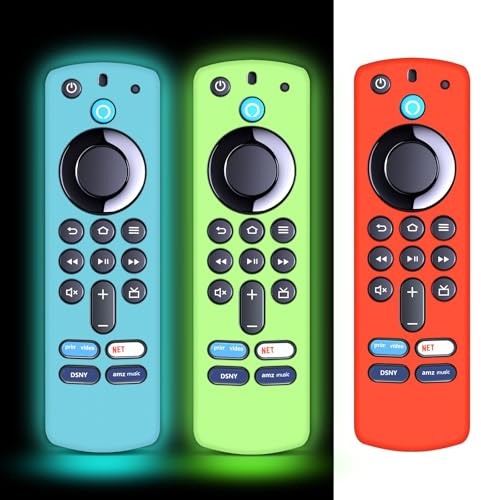 CLVIZCXOM 3 Pack Silicone Remote Cover for TV Stick 3rd Gen Remote Control | Red & Glow Blue & Glow Green, Anti Slip Shockproof Silicone Protective Case