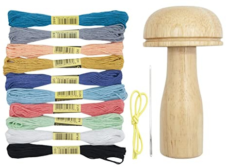 Stopfnadel-Set – Holz-Stopfpilz mit Gummiband zum Ausbessern, Garn- und Fadenreparatur-Set für Hüte, Hosen, Pullover, Heimwerker, Näharbeiten, Nadel-Set für Stopfprojekte zu Hause