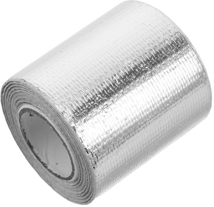 VINTORKY Hitzeschutzband Selbstklebend Aluminiumfaser Hochtemperaturbeständig Wärmeisolierung Auto Auspuff Schutzband Mit Edelstahl Kabelbindern Für Motor Und Krümmer