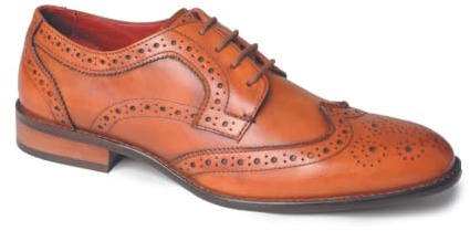 Catesby P138 Premium läder herrskor brogue formella bröllop extra vadderade skor för män, Brun, 39.5 EU