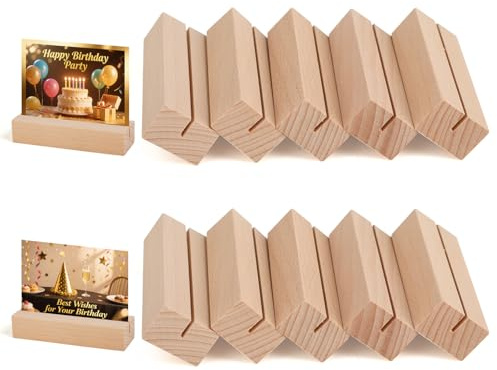 RMIVEGLIA 10 Pezzi Porta Menu da Tavolo, Porta Foto in Legno Naturale, Ideali per Menu, Cartoline e Foto durante Matrimoni, Feste ed Eventi – Supporto Elegante e Robusto.