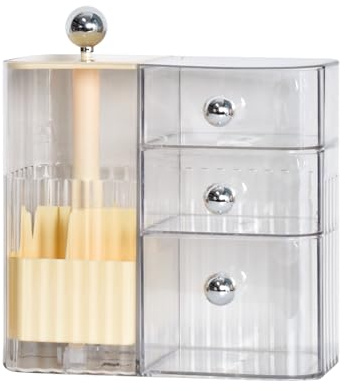 Organizador de maquillaje con Gavetas, Grande Acrílico Multiusos Almacenamiento Cosméticos para Tocador Dormitorio Baño Organizador de Perfume (Claro Amarillo)