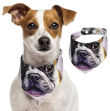 Hundehalstuch, französische kleine Bulldogge, verstellbar, waschbar, doppelseitig, Haustier-Halstuch, Baumwolle, Dreieck-Lätzchen, Hunde-Schals, Katzenschals für Welpen, Kostüm, Zubehör, Größe M