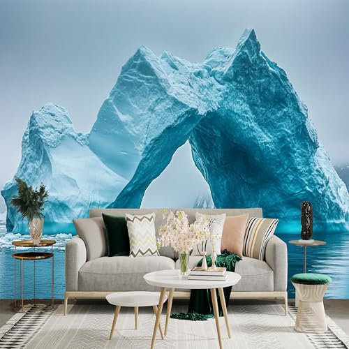 Carta da parati su misura – Decorazione murale con archi di iceberg naturale, rimovibile, autoadesiva, grande carta da parati fotografica per soggiorno, camera da letto, ufficio