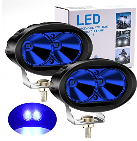 Biqing Feux Additionnels Moto,20W Phare Auxiliaire Moto 12V 24V Lampe de Sécurité LED pour Chariot élévateur Phare Avant LED Bleu pour Chariot élévateur Offroad Voiture (4)