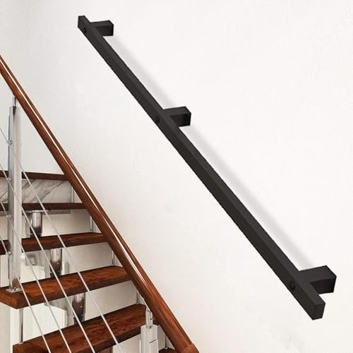MSHGSKU Corrimano Moderno per Scale, corrimano di Sicurezza Antiscivolo per Scale a Parete 1 m 120 cm 1,5 m 2 m 240 cm 2,5 m 3 m Ringhiera per Scale in Ferro battuto Nero per Interni ed es