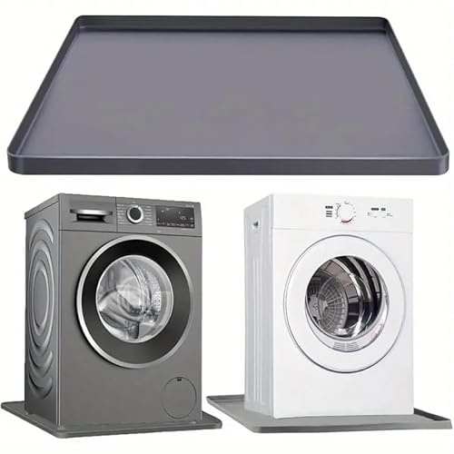 RealExist Washing Machine Drain Pan Silicone Mat-26.9x26.9 inch Non-Slip Waterproof Washer Drip Tray, Anti-Vibration Soft Mat for Under Dryer or Washer, Floor Leak Protector for Laundry Kichen Room