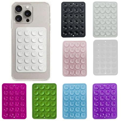 8 Pack Silicone Suction Cup Phone Holder, Anti-Slip Sticky Phone Grip Pad, Universal Phone Case Mount for Wall, Mirror, Glass and Phone Case