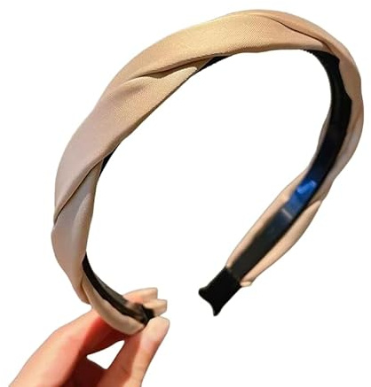WANYI Haarreifen Damen Elegant Haarreif Dirndl Geflochten Stirnband Mode Stirnbänder Haarschmuck Niedlich Haarband Haarreif für Frauen Mädchen(Khaki)