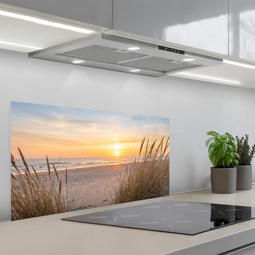 KitchenYeah© Paraschizzi Cucina Adesivo Pannello Parete Paraspruzzi Muro | 45x90 cm - Decorativo Tramonto - Dune - Mare