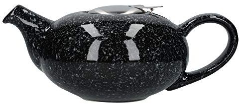 London Pottery Pebble Teapot with Infuser for Loose Tea, Stoneware, Gloss Flecked Black, 4 Cup (1 Litre)