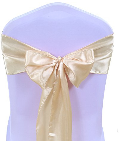 SINSSOWL 25 stück Hochzeit Dekoration Mehrfarbig Satin Stuhl Bezug Bow Ties in Event & Party Supply Stuhl Schärpen- champagnerfarbe