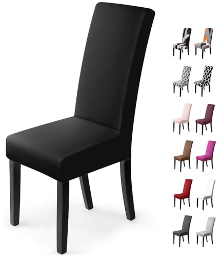Stuhlhussen 2Stück,Stretch-Stuhlbezug elastische moderne Husse Elasthan Stretchhusse Stuhlbezug Stuhlüberzug . bi-elastic Spannbezug, sehr pflegeleicht und langlebig Universal(Packung von 2,Schwarz)