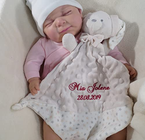 generisch Schmusetuch Bestickt mit Namen Schnuffeltuch Kuscheltuch Tolle Geschenkidee ! (Beige - Teddy)