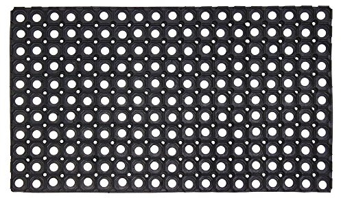 SrS Rugs® Rubber Mats Outdoor Entrance Non Slip Anti Fatigue Drainage Holes (Rondo Rings, 40cm x 60cm)