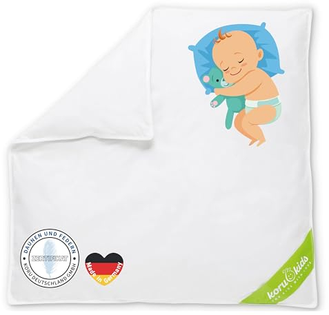 Koru Kids® Baby-Oberbett - 80 x 80 cm - Baby Daunendecke - allergikergeeignet - Füllmenge 150g