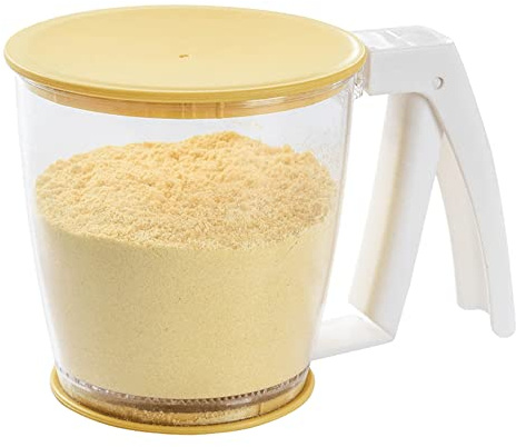 Tamiz de harina, taza de mano Tamiz de harina Tamiz de harina Tamiz de malla en polvo Tamiz para hornear Cocinar Suministros para hornear Herramientas con tapa para harina, Polvo para hornear
