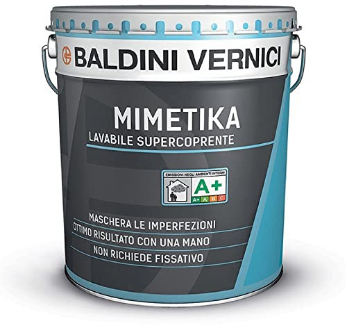 BALDINI VERNICI pittura lavabile supercoprente monocomponente vinilica finitura opaca ottimo punto di bianco per pareti e soffitti interni MIMETIKA bianca 0,75 lt