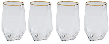 Verres à eau Diamond Rim dorés set de 4 Kare Design