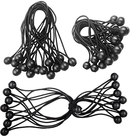 Corde Elastiche,Bungee Ball,Tenditori Elastici,30 Pezzi Bungee ball Elastico Nero 150mm e 200mm,Corda Elastica per Tendoni Bungee Ball Fissaggio