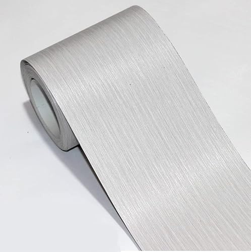 VisitRyl Frises Autocollantes DéCoratives Bordure De Papier Peint Frise Murale Adhesive Pour Cuisine, Salle De Bains,Chambre DéCoration Murale Ligne Gris Clair 15cm X 500cm