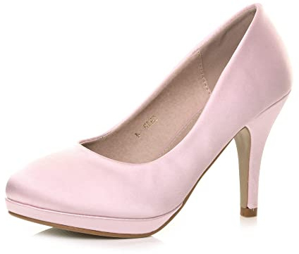 AJVANI Womens Ladies mid high Heel Platform Party Work Evening Party Prom Wedding Bridal Court Shoes Pumps Size.