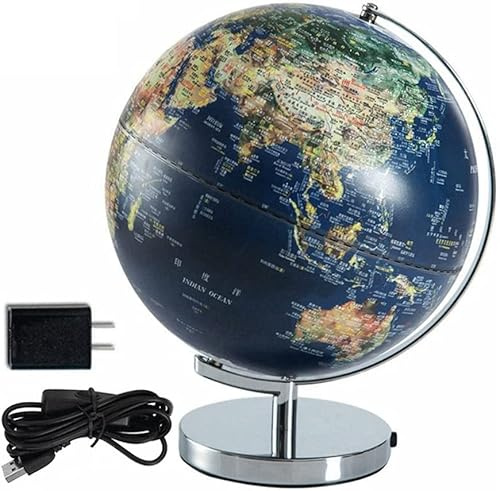 OLOTU Globo Mundial Geo Globes Globos de iluminación LED para niños y Adultos, Globos Grandes del Mundo Globos educativos de Escritorio Globos Azul Marino Globos de 12 Pulgadas Globo Educativo