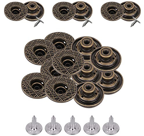 WedDecor KAM Jeansknöpfe, 22 mm Ersatz-Jeans-Knöpfe, kein Nähen, Knopfverschluss mit Nieten auf der Rückseite, für Denim, Jeans, Jacken, Kleidungsreparatur, Legierung, Bronze, 10 Stück