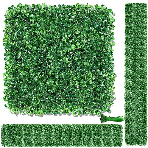 ZXMOTO 10 x 10 Artificial Boxwood Hedge Panels 72PCS Artificial Topiary Hedge Plant Faux Grass Wall Decoration Faux Greenery Wall Panel for Indoor Outdoor Garden Backyard Home Decor