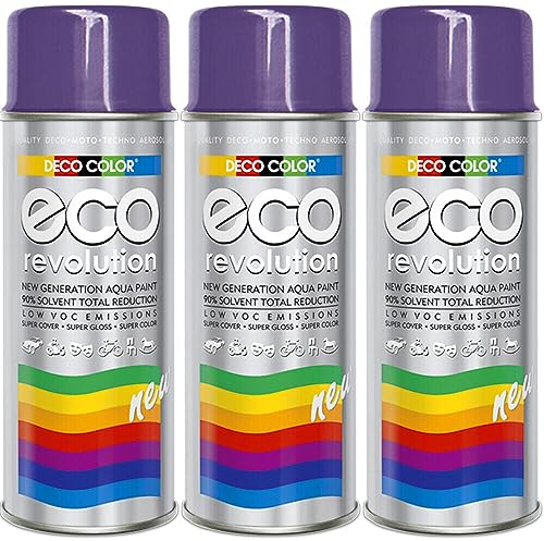 3er Sparpack Deco Color ECO Lackspray glänzend oder matt 400ml nach RAL freie Farbauswahl (3 Dosen ECO RAL 4005 Violett Glanz)