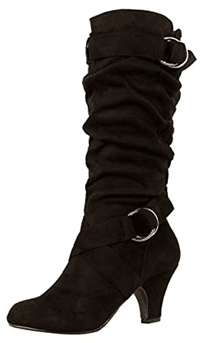 NUSGEAR 2023 Botas altas Mujer, Moda Botas hasta la Rodilla Holgadas Otoño Invierno Elegante Botas de tacón alto Botas de Jinete Fiesta Antideslizante Casual Cómoda caliente Zapatos