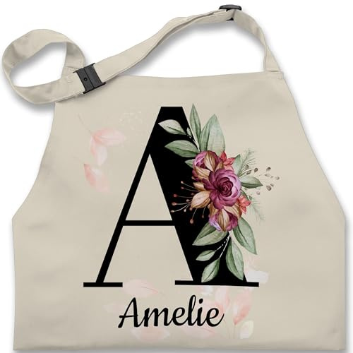 Geschenk mit Namen personalisiert by Shirtracer - Kinderschürze Schürze Kinder Jungen Mädchen - Weihnachten Anfangsbuchstabe - Buchstabe anpassbar mit Name I Geschenk Initialen