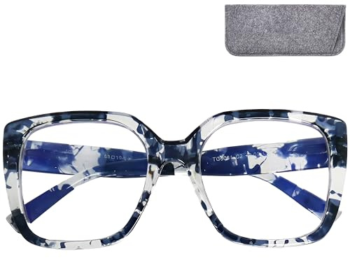 Stilfulla blåljusfilterglasögon – oversize fjärilsstil, blåfilter, tjock transparent leopardram och stora linser – inkl. fodral för damer och herrar +2.5 dioptrier