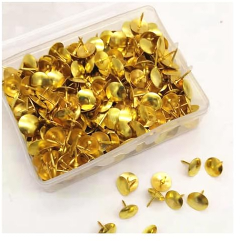 Rockreyoa Metall Rundkopfnägel Reißzwecken Reißnägel Rund Thumbtacks Polsternägel Möbel Nägel Heftzwecken Vintage für DIY Polster Korkplatte Landkarte Fotos Haus Brüo Handwerke Gold 1000 Stück