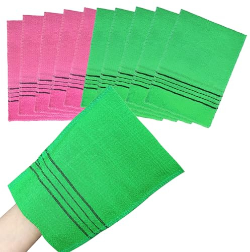 10 Stück Korean Exfoliating Gloves, Doppelseitig Peeling Handschuhe, Körperpeeling Waschbarer Duschhandschuhe für Tiefe Saubere Tote Trockene Haut Zellen Entfernen Haut Schmutz