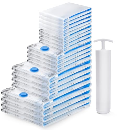 BoxLegend 21er-Pack Vakuumbeutel VakuumSpeichertasche, Platzsparende Tasche mit Reisepumpe, Komprimierte und Versiegelte Tasche, Verwendet für Kleidung, Bettwäsche, Kissen, Bettdecke, Decken, Blatt
