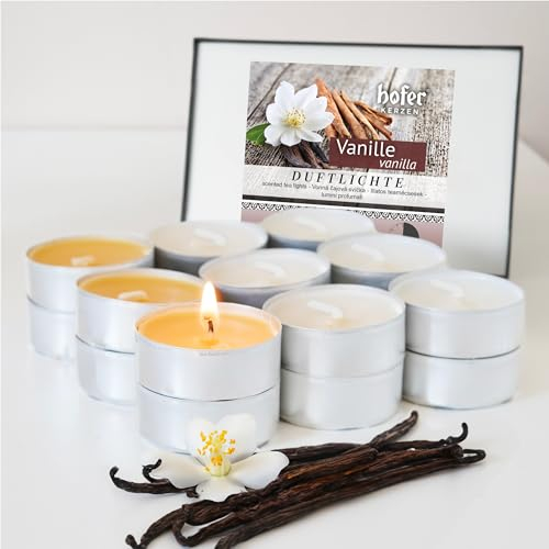HOFER TEELICHTER DUFT [Vanille] Teelichte mit entspannendem Vanille Duft | Duftteelichter, Duftkerzen, bunte Teelichter | 18 Stk.
