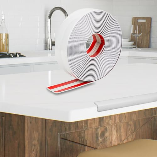 JSIWOTH Peel and Stick Wall Moulding Trim, Self Adhesive Corner Guard & Edge Protector Trim, White Flexible Trim for Furniture Stairs Table Countertop, 6M x 40mm