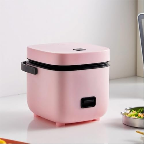 Electric Rice Cooker Small for 2, Microwave Rice Cooker Small Micro Rice Cooker 1.2 L, Cooker with Steamer,Pink