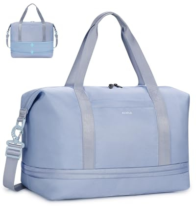 ECOHUB Bolsa Viaje 40x30x20 Expansible, para Ryanair Vueling Wizzair, Equipaje de Mano Impermeable, Húmedo Extraíble, Bolsos Maternidad Hospital, Bolsa Deporte Mujer, Patente Pendiente (Gris)