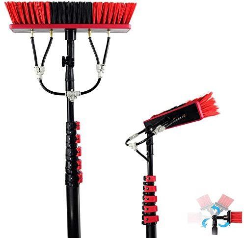 3.6-12M Poste De Limpieza De Ventanas Kit De Poste Alimentado por Agua Cepillo Telescópico Limpiacristales Extensible Lavadora Limpiador De Techo Panel Solar De Vidrio para Exteriores,12FT/3