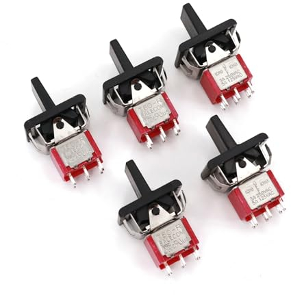 5Pcs SH T80-R Series R8018A-P14 6Pin Momentary MOM-OFF-MOM Self-Return DPDT Rocker and Paddle Switch