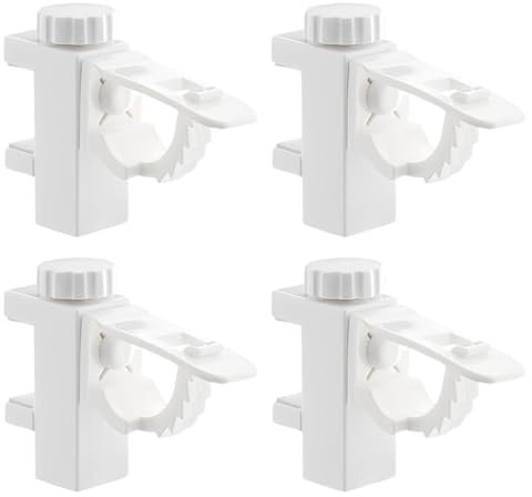 NOPKESV 4 unidades Soportes de Barra de Cortina giratorios,a presión no Adhesivos para Barras de Cortina Ligeras y visillos,Gancho para Cortinas Multifuncionales Universal,transversal ajustable