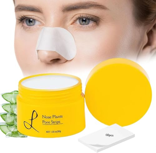 Lu-elle Nose Plants Pore Strips,Blackhead Remover with 60 Pcs Strips,Deep Cleansing Pore Strips,Black Head Remover Peel off Mask,Nose Plants Pore Cleanser Purifying Face Mask for Nose & Face (1 Pcs)