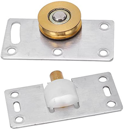 Sliding Door Wheels, 2 Sets of 30mm OD Sliding Door Roller Set with Mounting and Support Brackets Sliding Closet Door Hardware, Sliding Door Hardware for Wardrobes and Closets