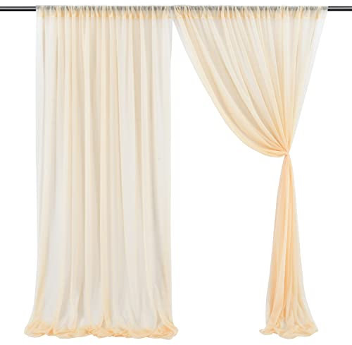 Anevous 2 Stück 1,5x3 m Hochzeit Vorhang Hochzeitsbogen, Querbehang Gardinen Vorhang, Gardinen Dekoration für Hochzeitsfeier, Babyparty Party, Torbogen Zeremonie, Bühnendekoration,Champagner