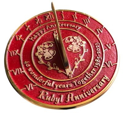 NauticalMart 40th Ruby Anniversary Unique Marriage Present for Parents, Grandparents, Friends, Husband or Wife, Couples, Him & Her Wedding Anniversary Sundial Gift 2025 (40th Anniversary)
